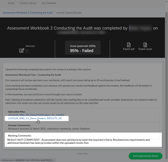 Assessor Feedback