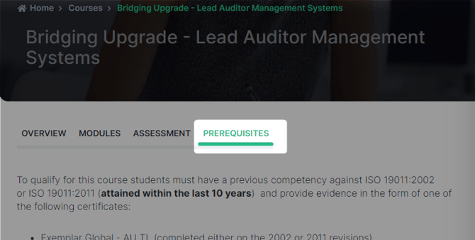 Course Prerequisite Location